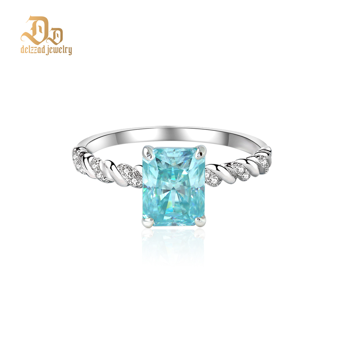 3ct Radiant Synthetic Moissanite Solitaire Twist Band Ring In 925 Sterling Silver