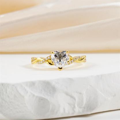 1.3ct Eternal Twined Heart Ring Twisted Band VVS Synthetic Moissanite Ring Jewelry S925 Band