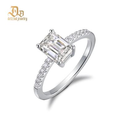 Delzzad 3ct Octagon Synthetic Moissanite Solitaire Ring In 925 Sterling Silver