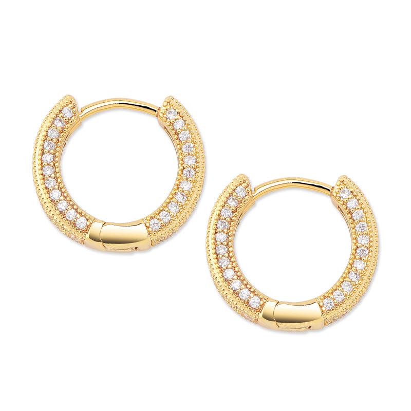 Delzzad S925 Round VVS Synthetic Moissanite Iced Hoop Earring Birthday Valentine's Day Gifts for Men Women