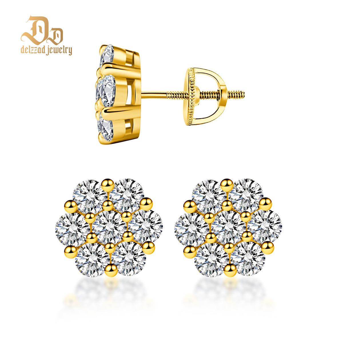 S925 D Color VVS Synthetic Moissanite Flower Stud Earrings Valentine's Day Gifts Jewelry