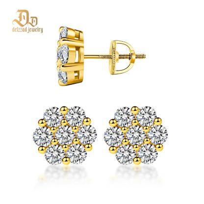 S925 D Color VVS Synthetic Moissanite Flower Stud Earrings Valentine's Day Gifts Jewelry