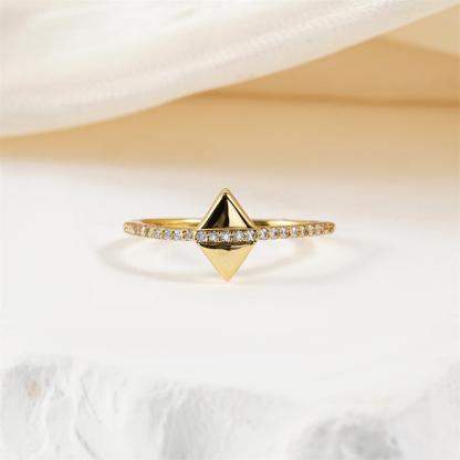 0.1ct Golden Apex of Light Ring Geometric Ring VVS Synthetic Moissanite Ring Jewelry Copper Band