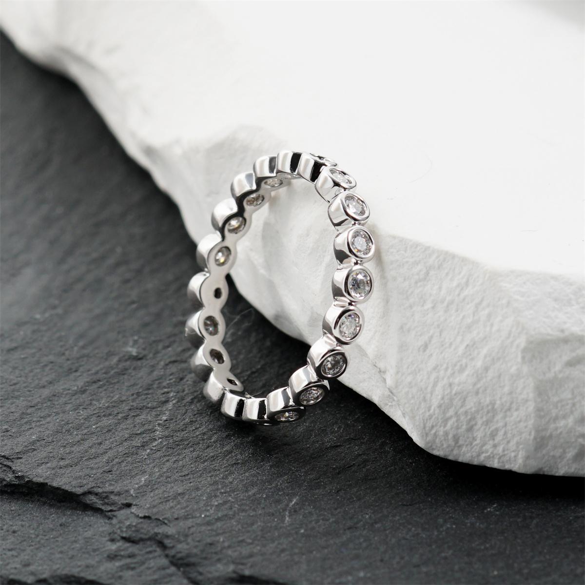 Enchanted Circles Stellar Orbit Copper Ring Bubble Bezel Set Eternity Band Wedding Ring VVS Synthetic Moissanite Ring Jewelry