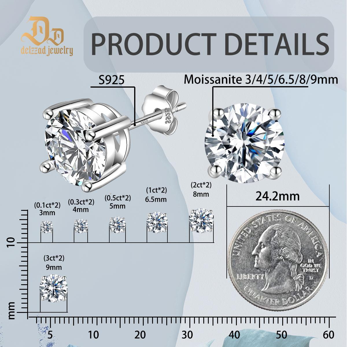 FLEXSTONE Solo Shine Stud Earrings 925S & VVS Moissanite