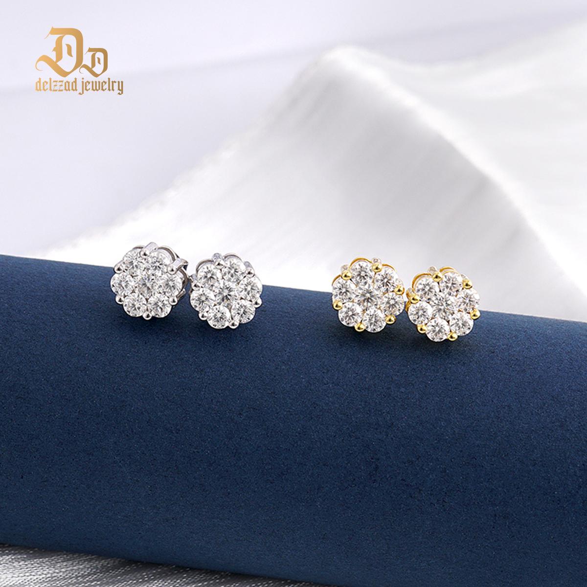 Round Bling Cluster Earrings D Color Synthetic Moissanite S925 Stud Unisex Earrings