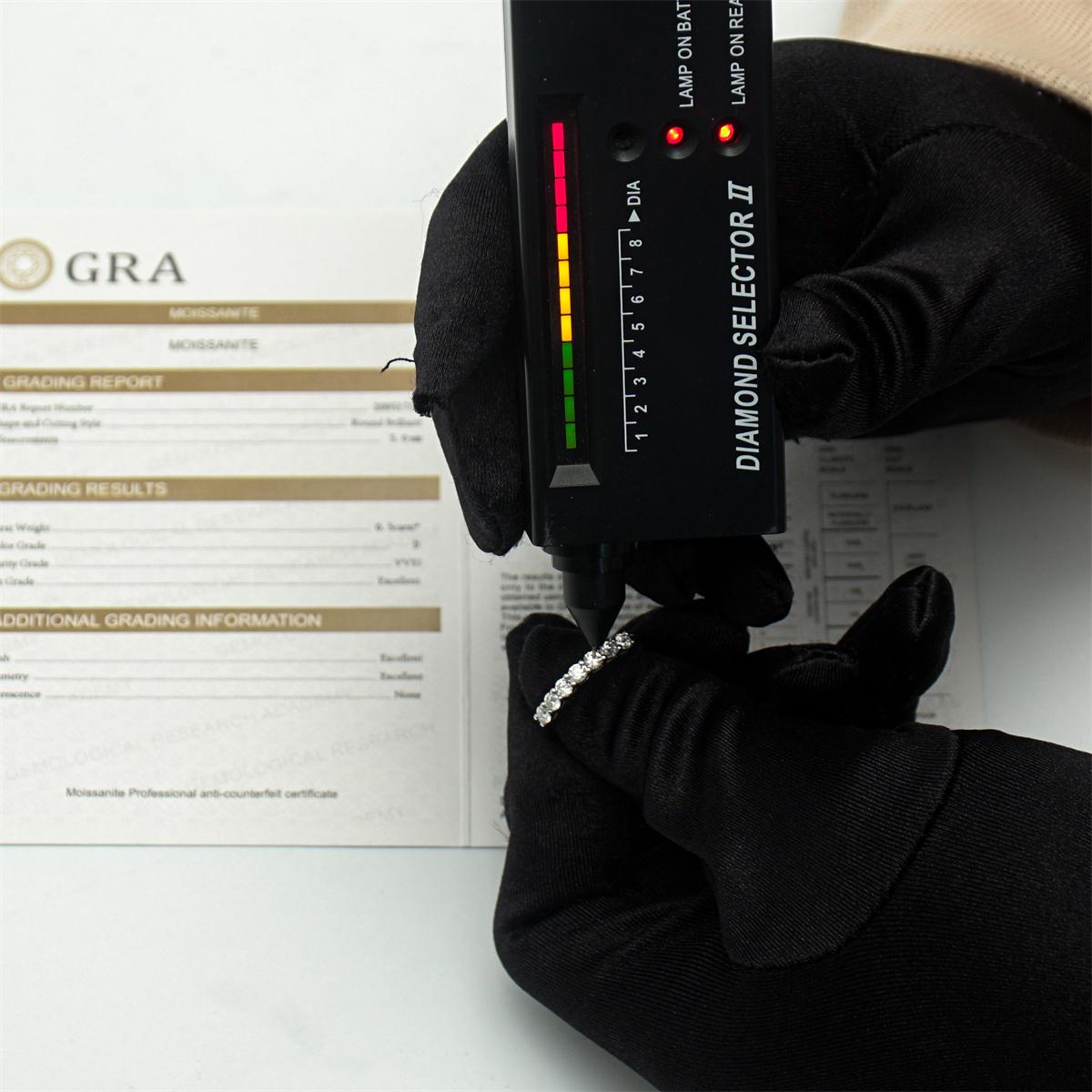 Delzzad 0.7ct Eternity Ring D Color Colorful Round Synthetic Moissanite S925 Ring Band for Women