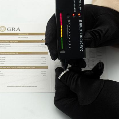 Delzzad 0.7ct Eternity Ring D Color Colorful Round Synthetic Moissanite S925 Ring Band for Women