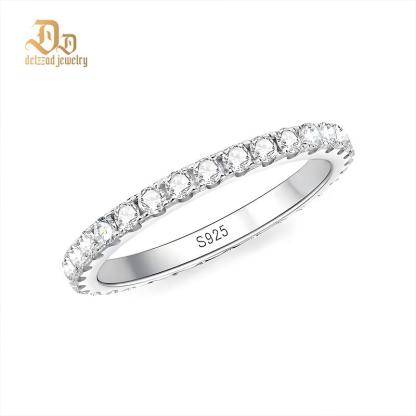 Delzzad S925 VVS D Color Synthetic Moissanite Eternity Ring Band Anniversary Valentine's Day Gifts For Women Men