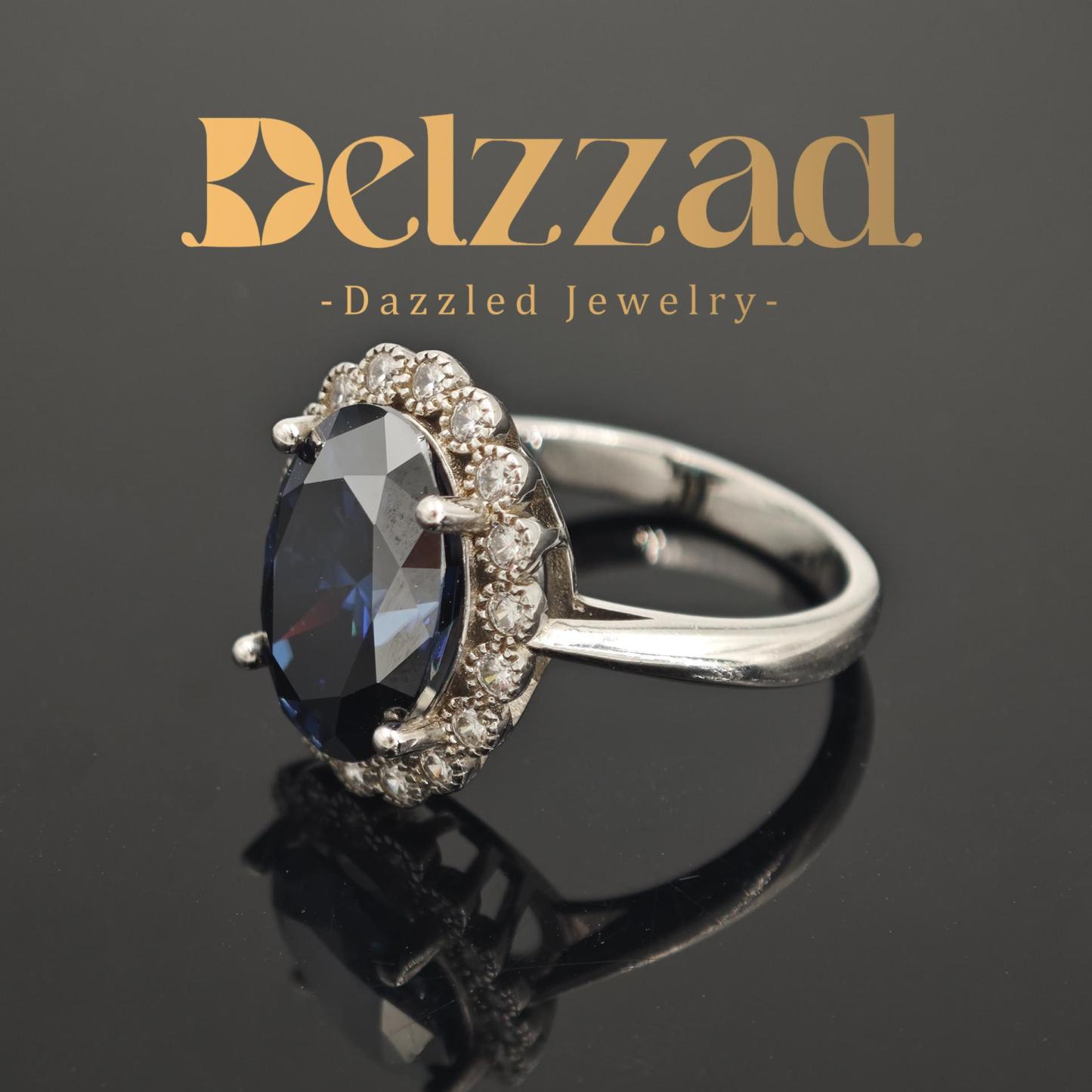 6ct Oval Synthetic Moissanite Halo Flower Ring In 925 Sterling Silver