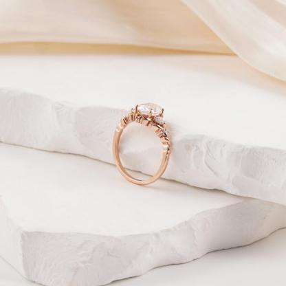 Delzzad 1.7ct Natural Oval Ring Twist Band Brilliant Rose Golden Engagement Wedding Ring Band D Color VVS Synthetic Moissanite Ring Jewelry S925 Perfect Birthday Engagement Wedding Anniversary Christmas Gift