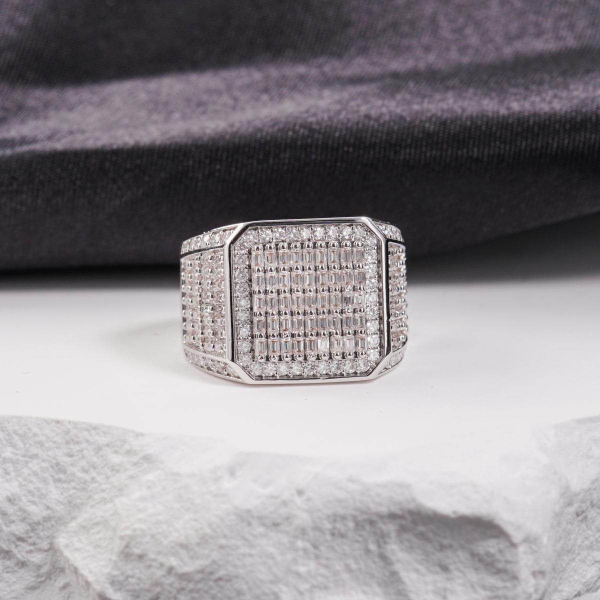 1.8ct Empire Glace Ring VVS Synthetic Moissanite Ring Jewelry Copper Band Unisex Hip Hop Prism Palace Band Ring Signet Ring