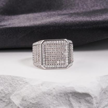 1.8ct Empire Glace Ring VVS Synthetic Moissanite Ring Jewelry Copper Band Unisex Hip Hop Prism Palace Band Ring Signet Ring