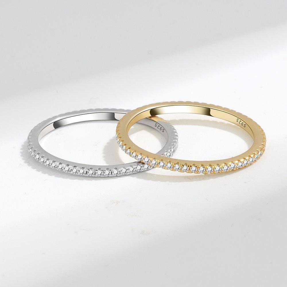 Eternity Ring Engagement Wedding Anniversary Band Ring VVS D Color Synthetic Moissanite & S925