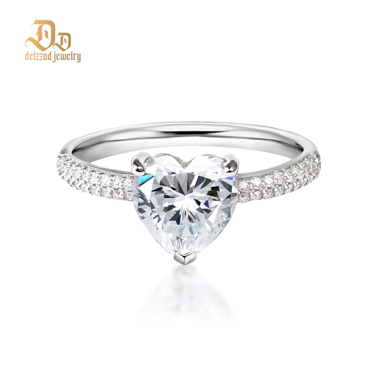 Delzzad Heart Ring D Color VVS Synthetic Moissanite S925 Bling Ring Lady Women Perfect for Any Occasion & Everyday Wear Birthday Anniversary Engagement Wedding Gifts