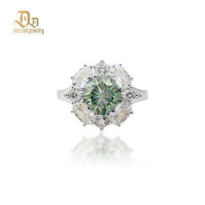 Delzzad 2.5ct Cushion Synthetic Moissanite Cluster Ring In 925 Sterling Silver