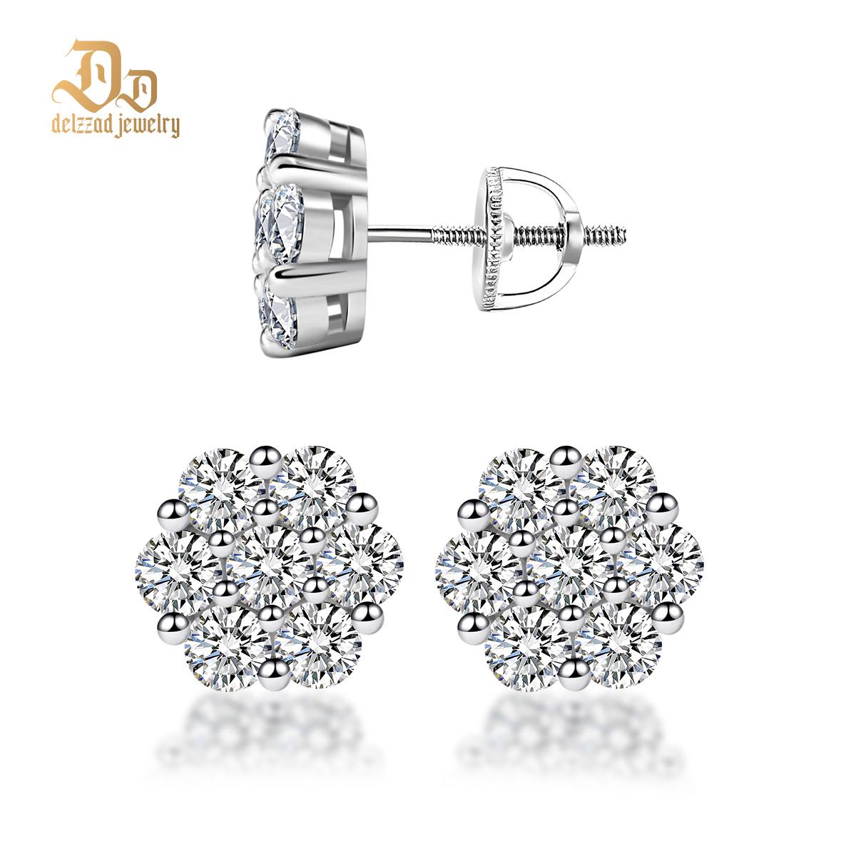 S925 D Color VVS Synthetic Moissanite Flower Stud Earrings Valentine's Day Gifts Jewelry