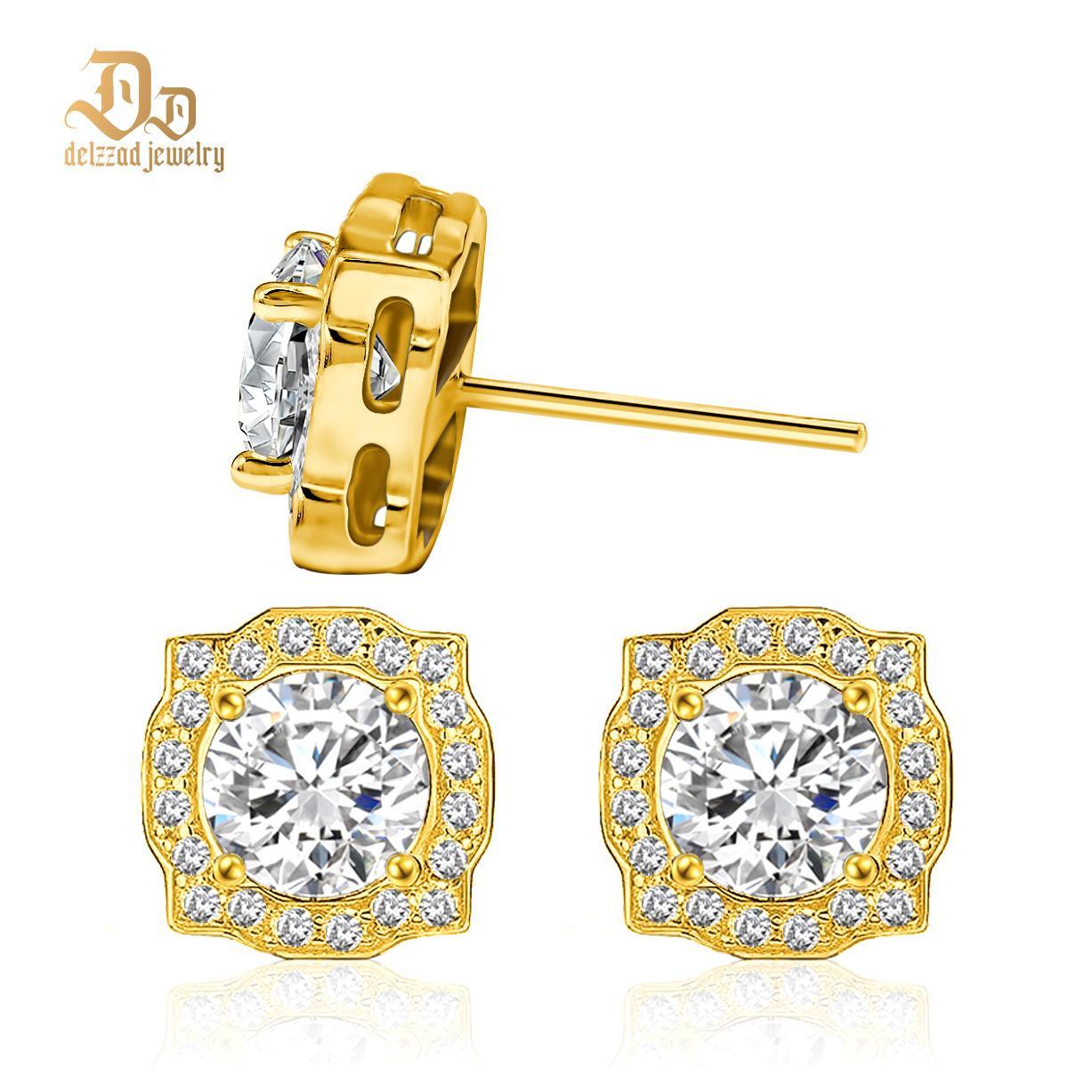 Delzzad S925 Round Synthetic Moissanite Luxury Stud Earrings Valentine's Day Gift For Men Women