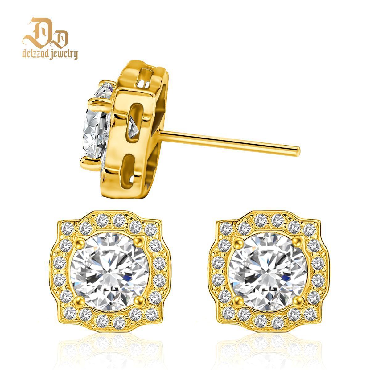 Delzzad S925 Round Synthetic Moissanite Luxury Stud Earrings Valentine's Day Gift For Men Women