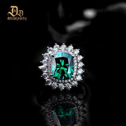 5ct Elongated Cushion Synthetic Moissanite Sunflower Luxury Ring In 925 Sterling Silver