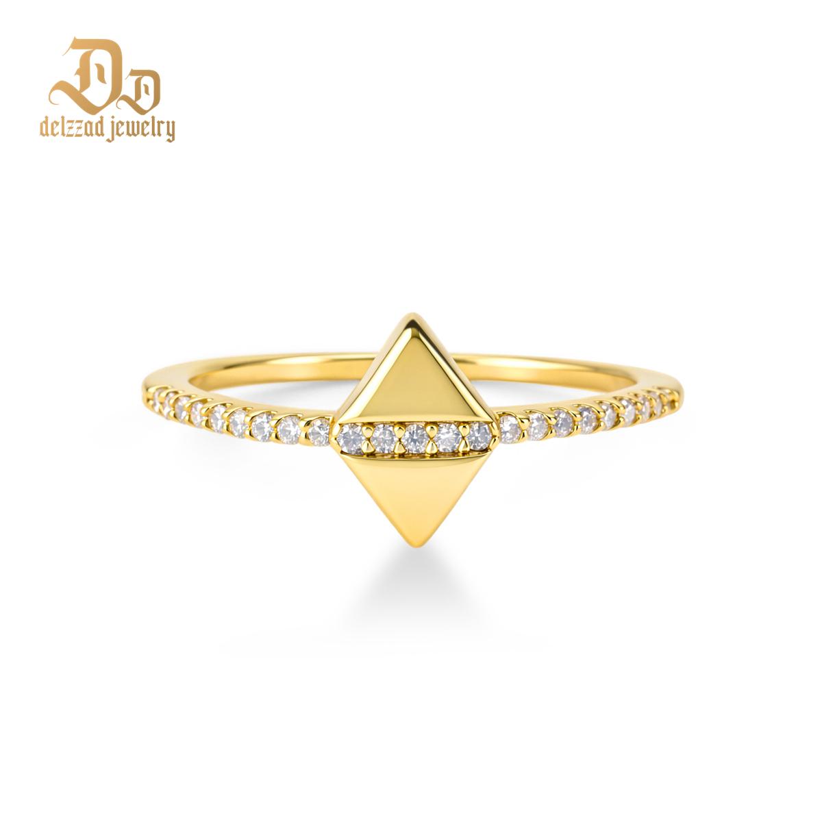 0.1ct Golden Apex of Light Ring Geometric Ring VVS Synthetic Moissanite Ring Jewelry Copper Band