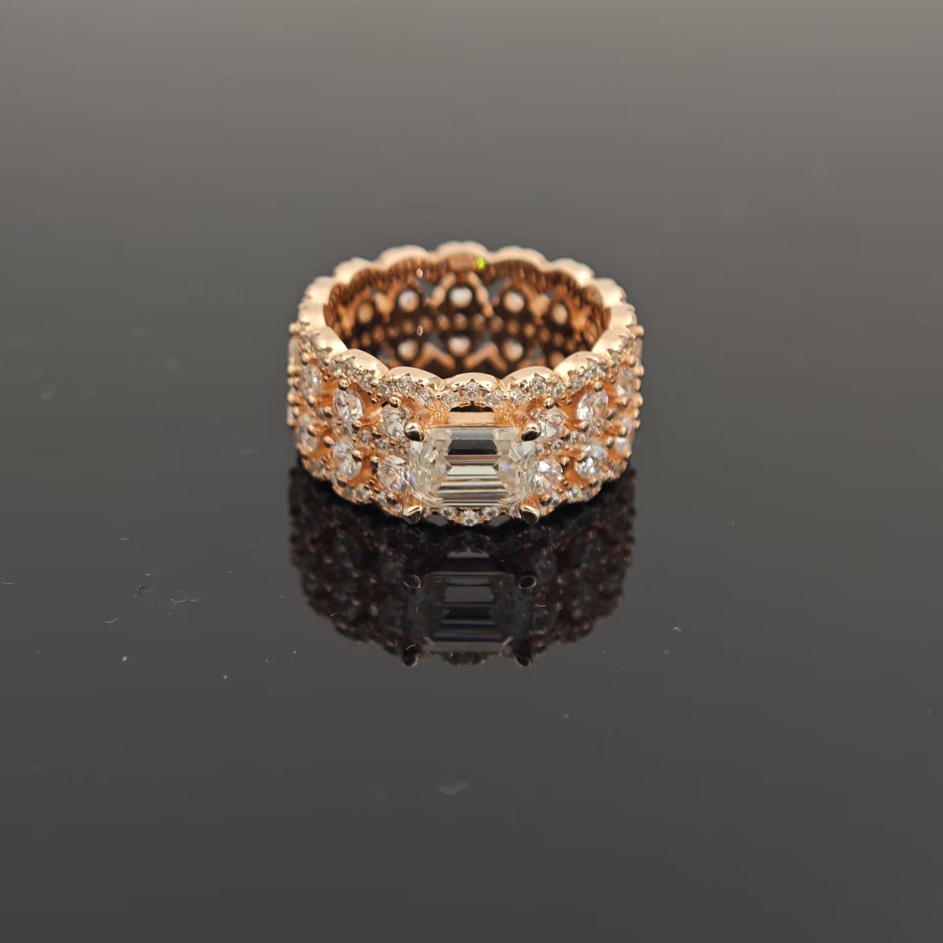 1ct Octagon Synthetic Moissanite Luxury Ring In 925 Sterling Silver