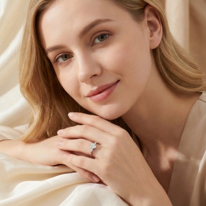 2ct Heart Synthetic Moissanite Engagement Ring S925 Band