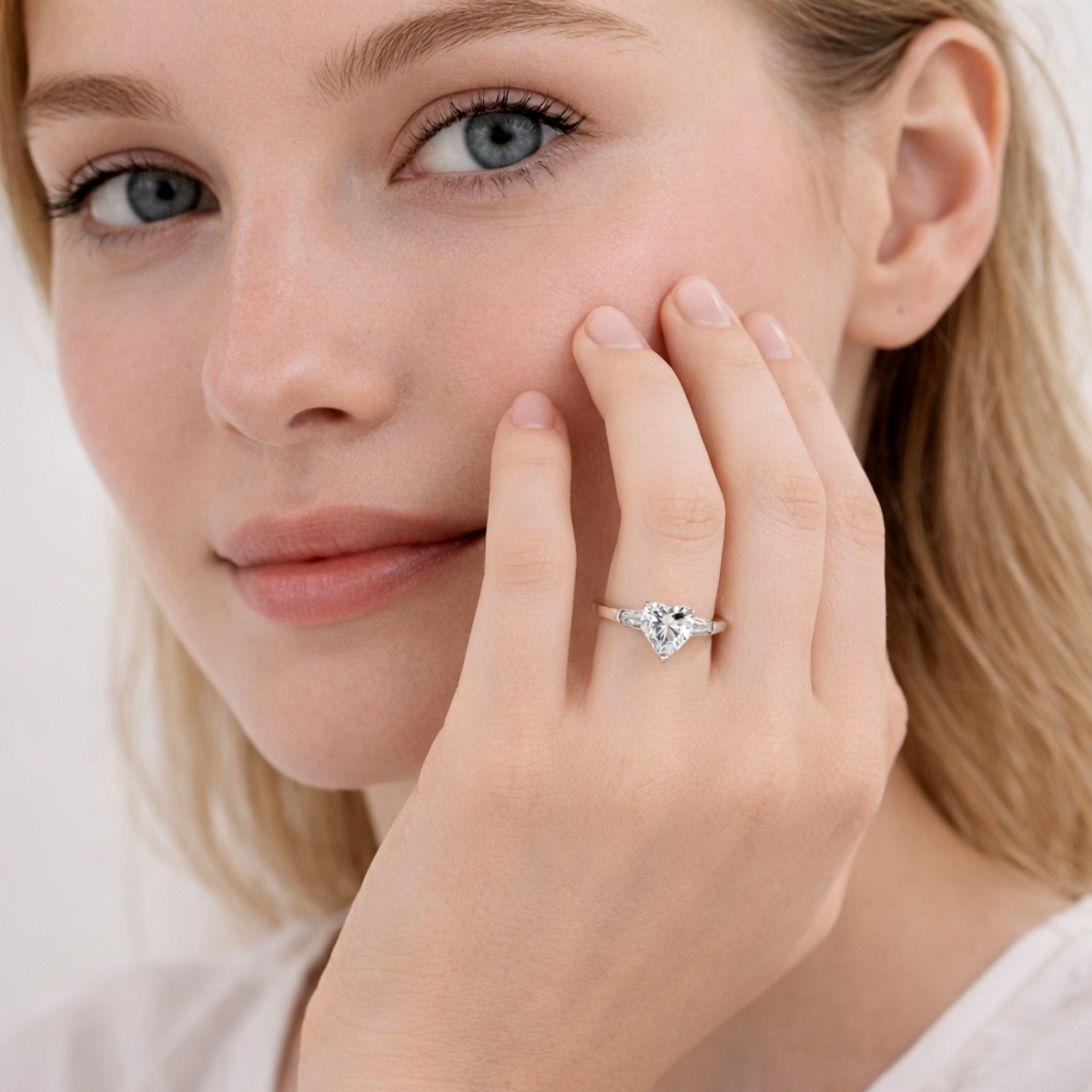 2ct Heart Synthetic Moissanite Engagement Ring S925 Band