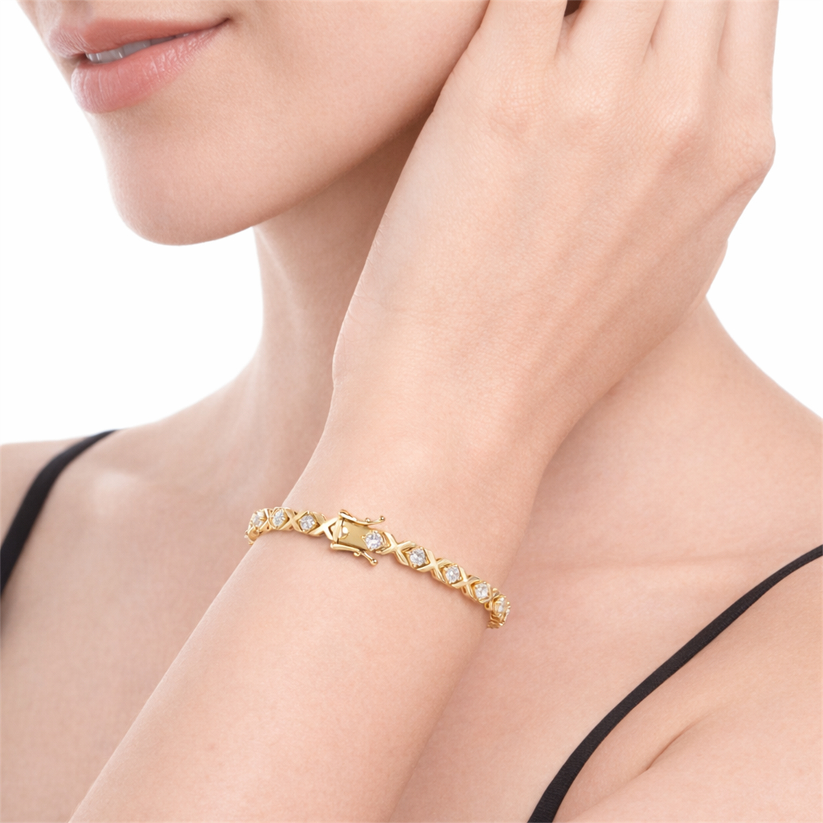 Delzzad 4ct XOXO Infinite Bracelet Eternal Hugs Tennis Bracelet Synthetic Moissanite Bracelet Jewelry Copper Chain