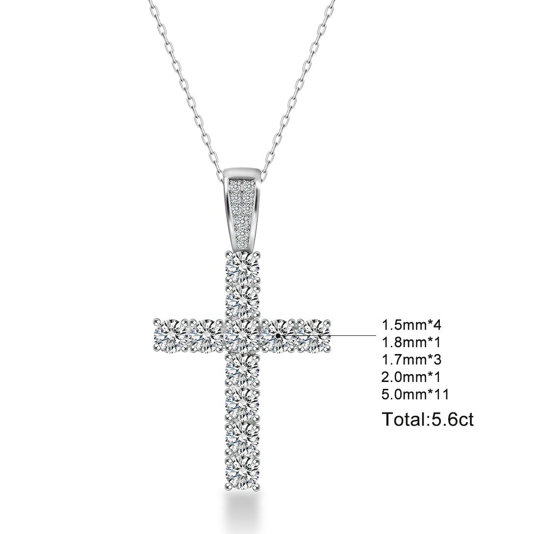 Unisex Classic Cross Pendant Necklace 925S & VVS Moissanite