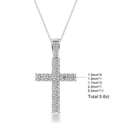 Unisex Classic Cross Pendant Necklace 925S & VVS Moissanite
