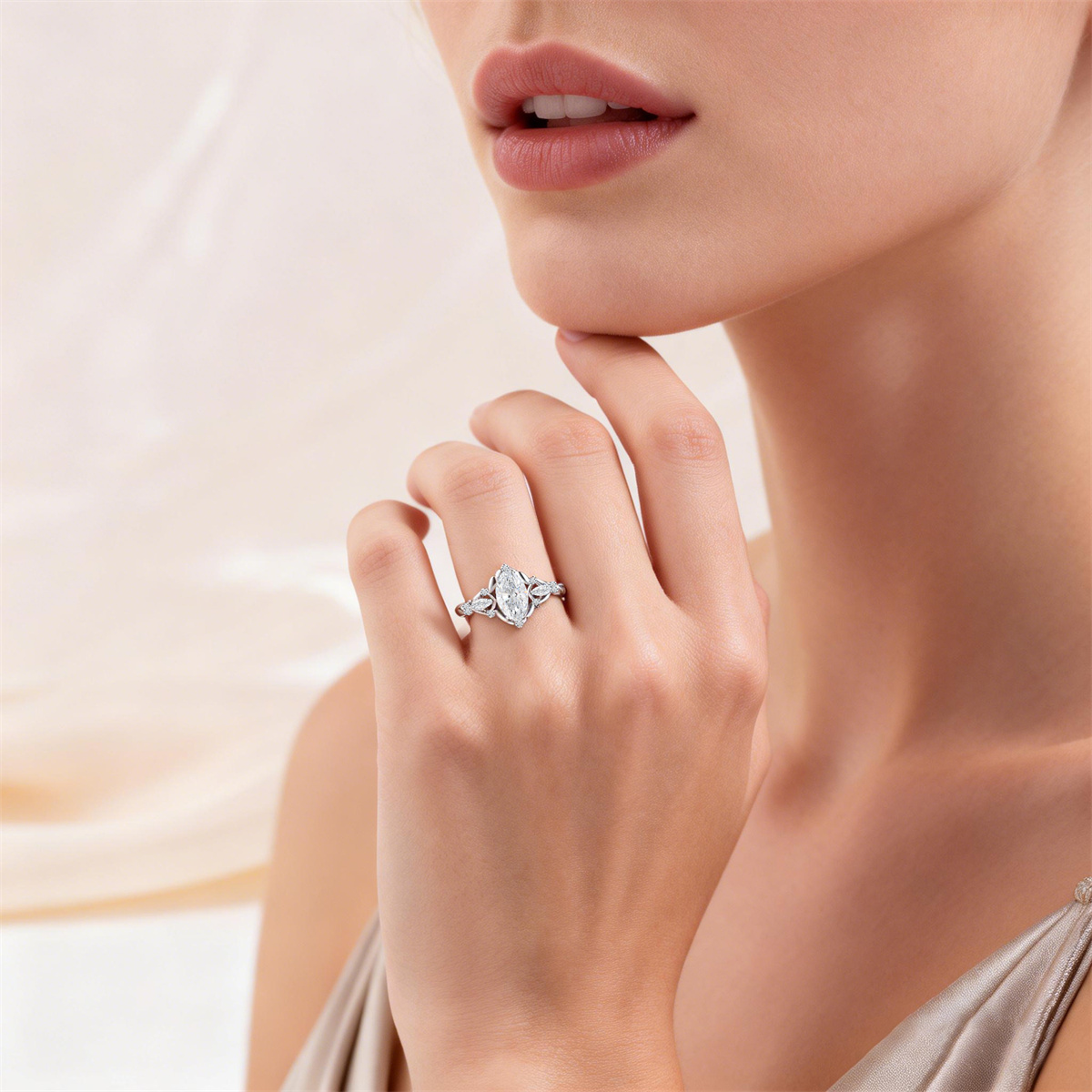 Vintage Marquise Cut Engagement Ring Synthetic Moissanite S925 Ring