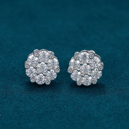 10MM 925S & VVS Moissanite Flower Cluster Stud Earrings
