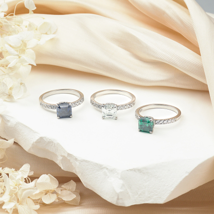 2ct Square Asscher Cut Synthetic Moissanite Solitaire Ring In 925 Sterling Silver