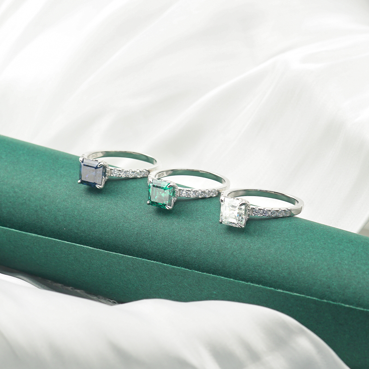 2ct Square Asscher Cut Synthetic Moissanite Solitaire Ring In 925 Sterling Silver