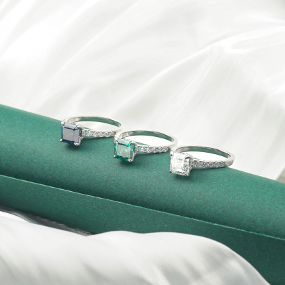 2ct Square Asscher Cut Synthetic Moissanite Solitaire Ring In 925 Sterling Silver