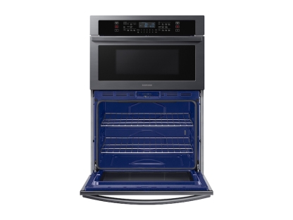 30" Smart Electric Wall Oven with Microwave Combination in Black Stainless Steel