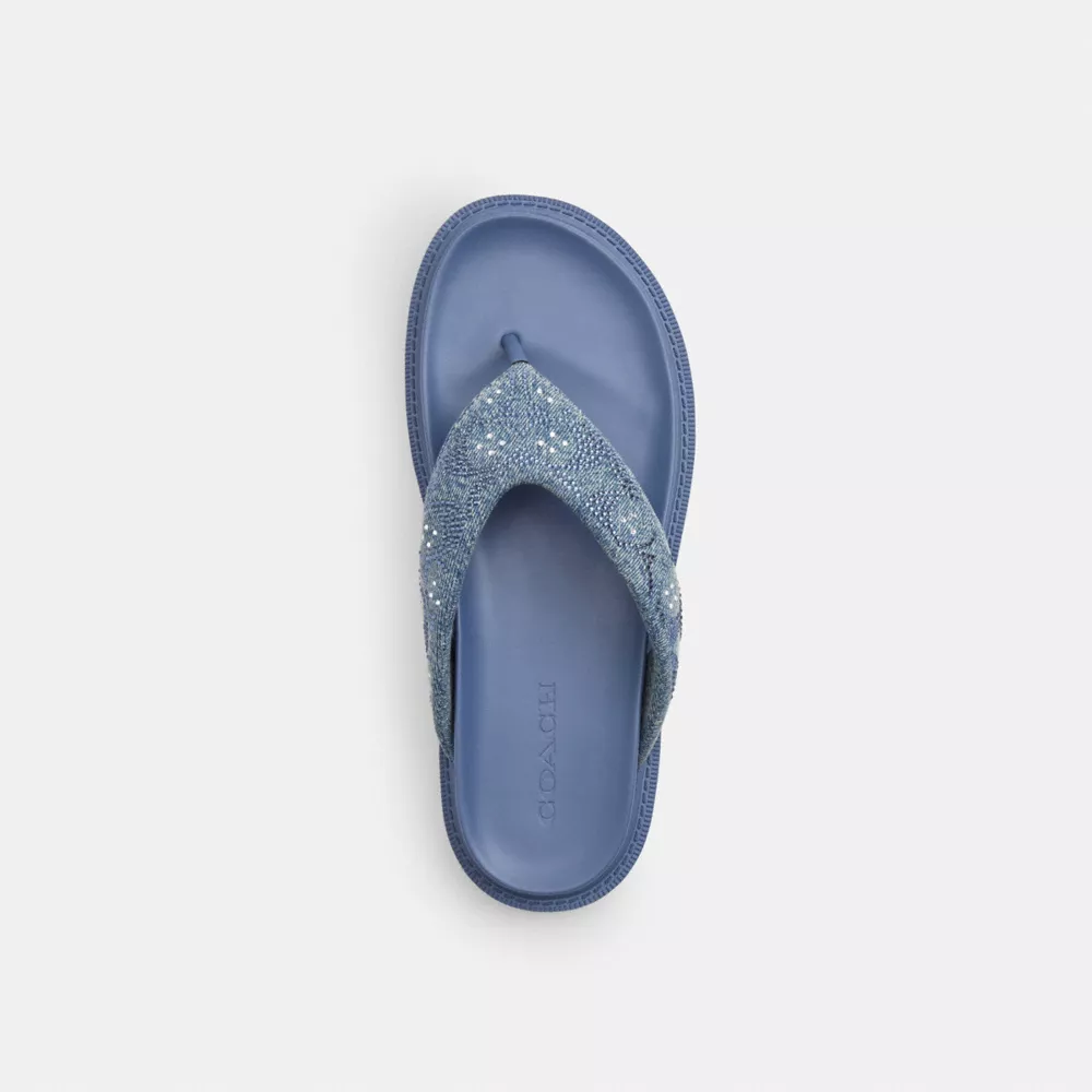 Brynn Thong Sandal In Crystal Signature Denim