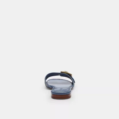 Margot Flat Sandal In Crystal Signature Denim