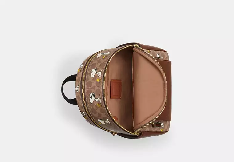 Coach X Peanuts Court Backpack In Signature Canvas With Snoopy Print