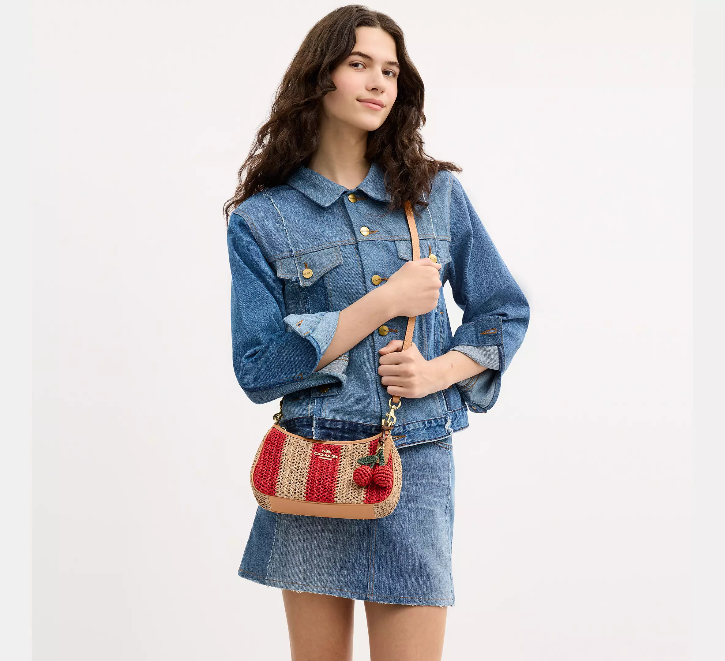 Teri Shoulder Bag With Stripes And Charm
