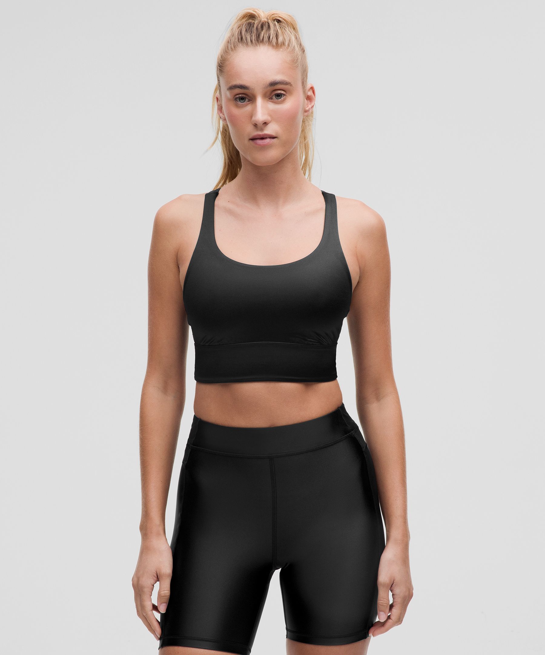 lulu Energy Longline Bra Medium Support, BCD Cups Satin Shine