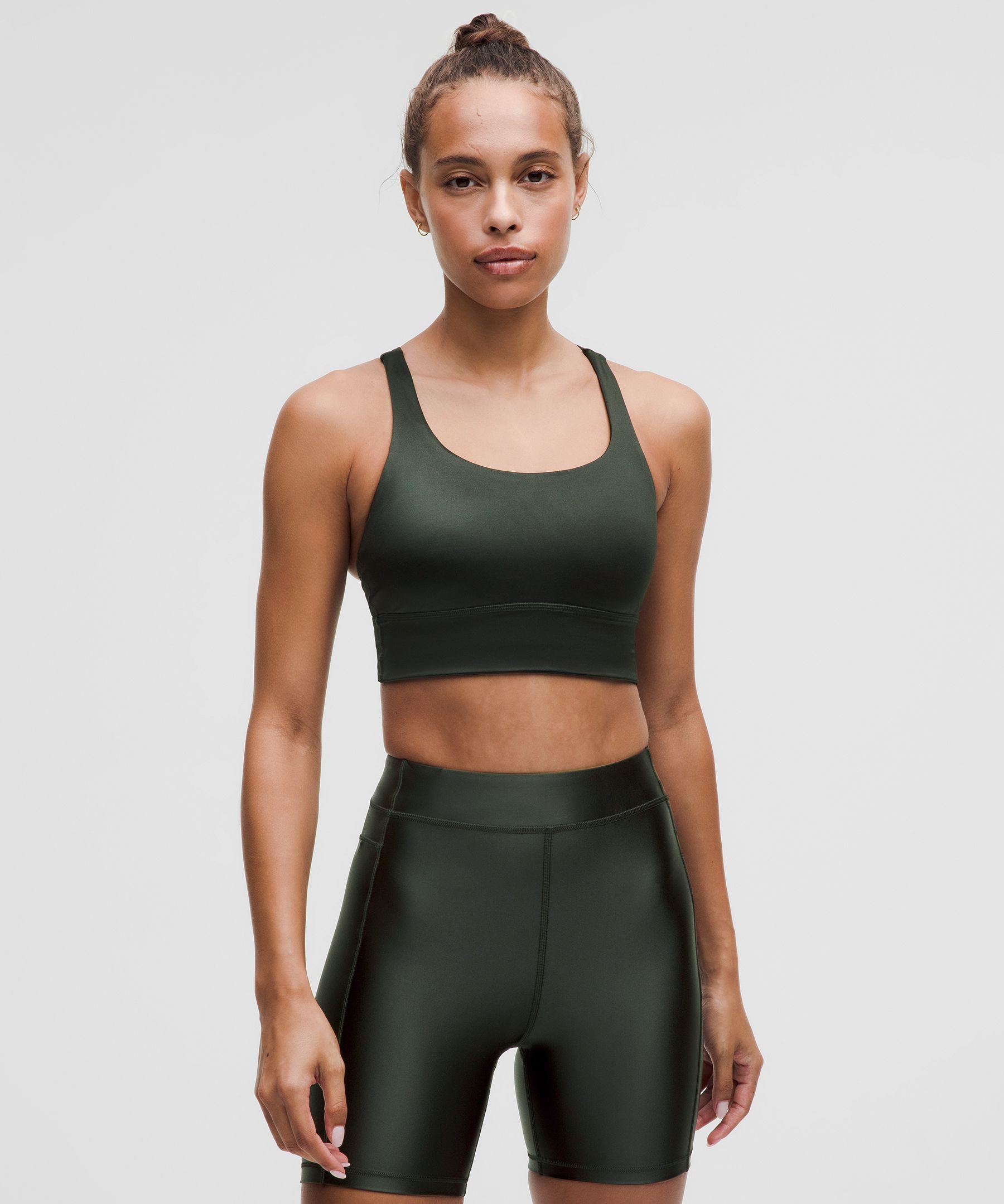 lulu Energy Longline Bra Medium Support, BCD Cups Satin Shine