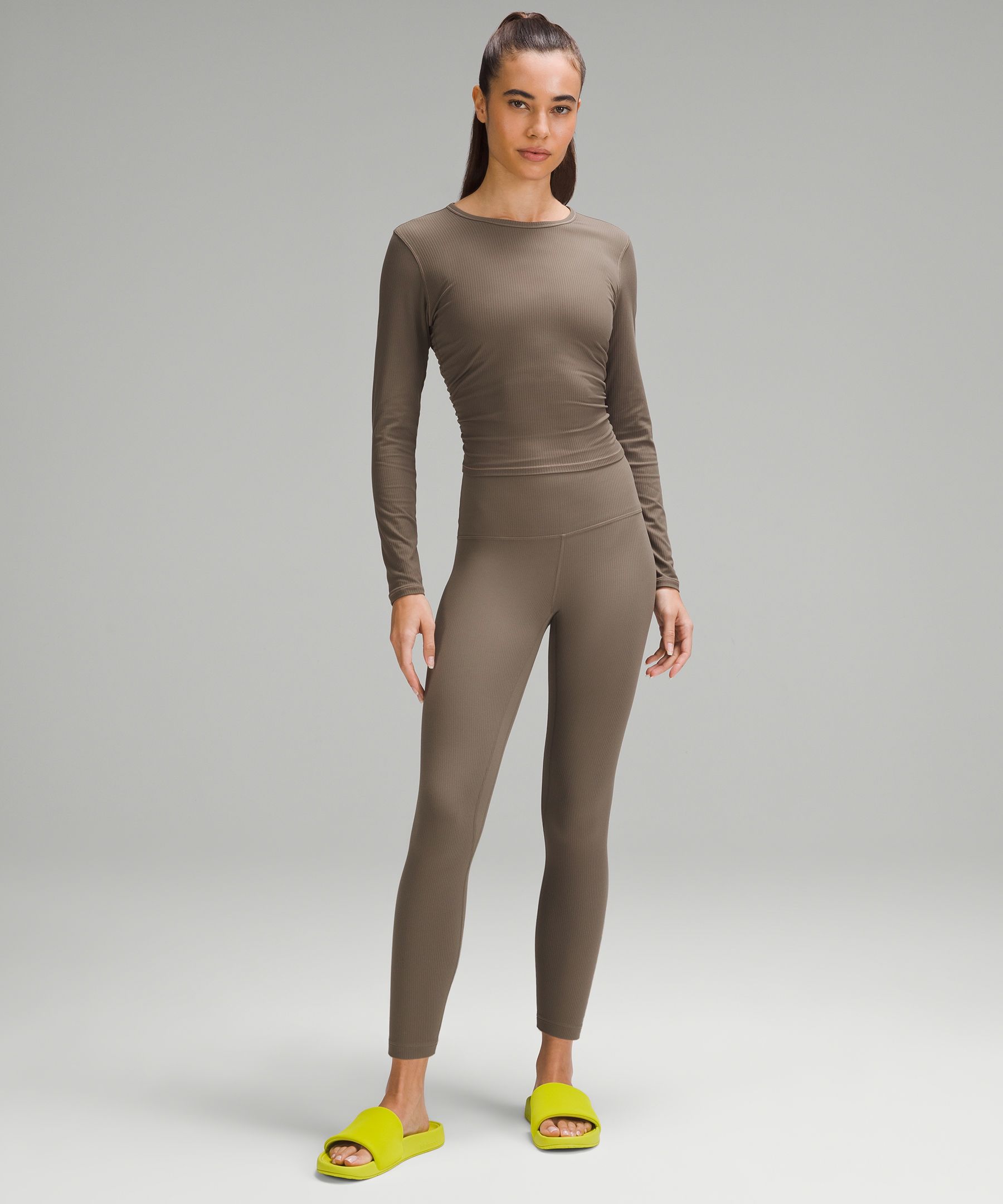 lulu Align High-Rise Ribbed Pant 25"