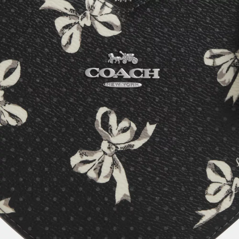 Heart Crossbody Bag With Bow Print