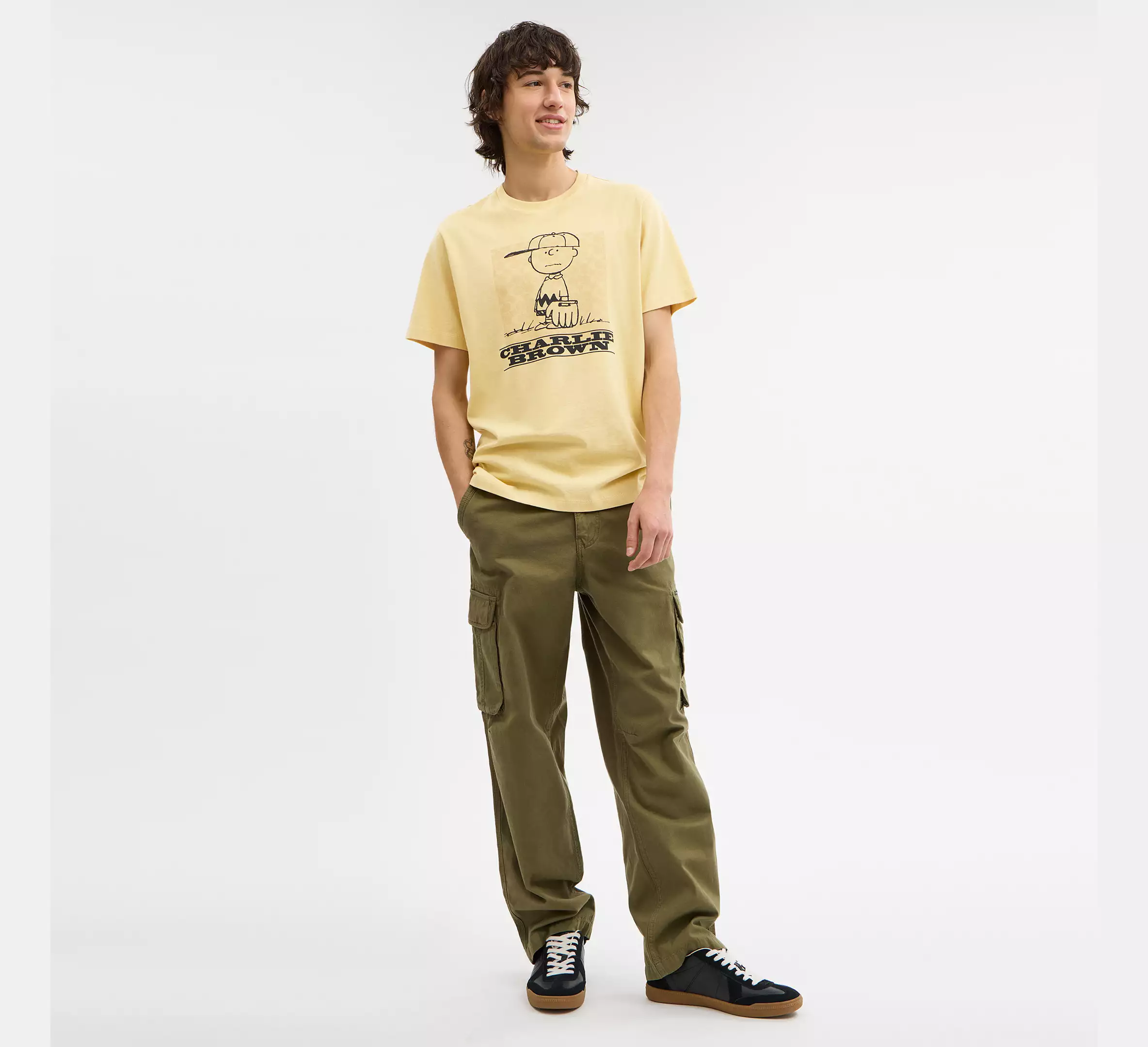 X Peanuts Charlie Brown Signature Square T Shirt In Organic Cotton