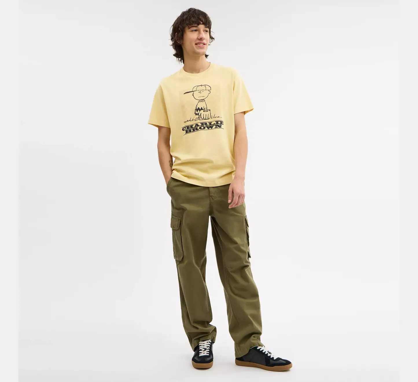 X Peanuts Charlie Brown Signature Square T Shirt In Organic Cotton