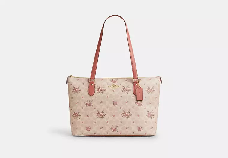 Gallery Tote Bag In Signature Canvas With Floral Print
