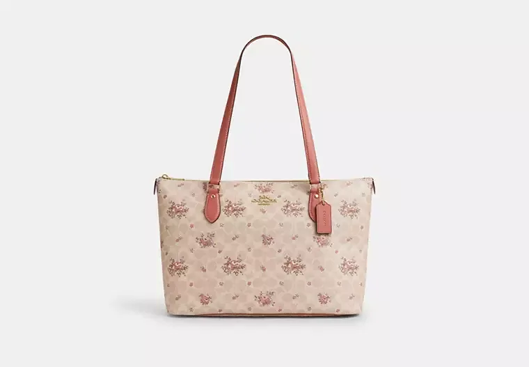 Gallery Tote Bag In Signature Canvas With Floral Print