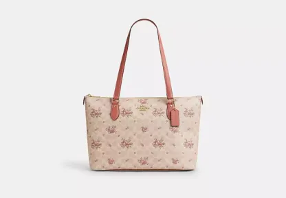 Gallery Tote Bag In Signature Canvas With Floral Print